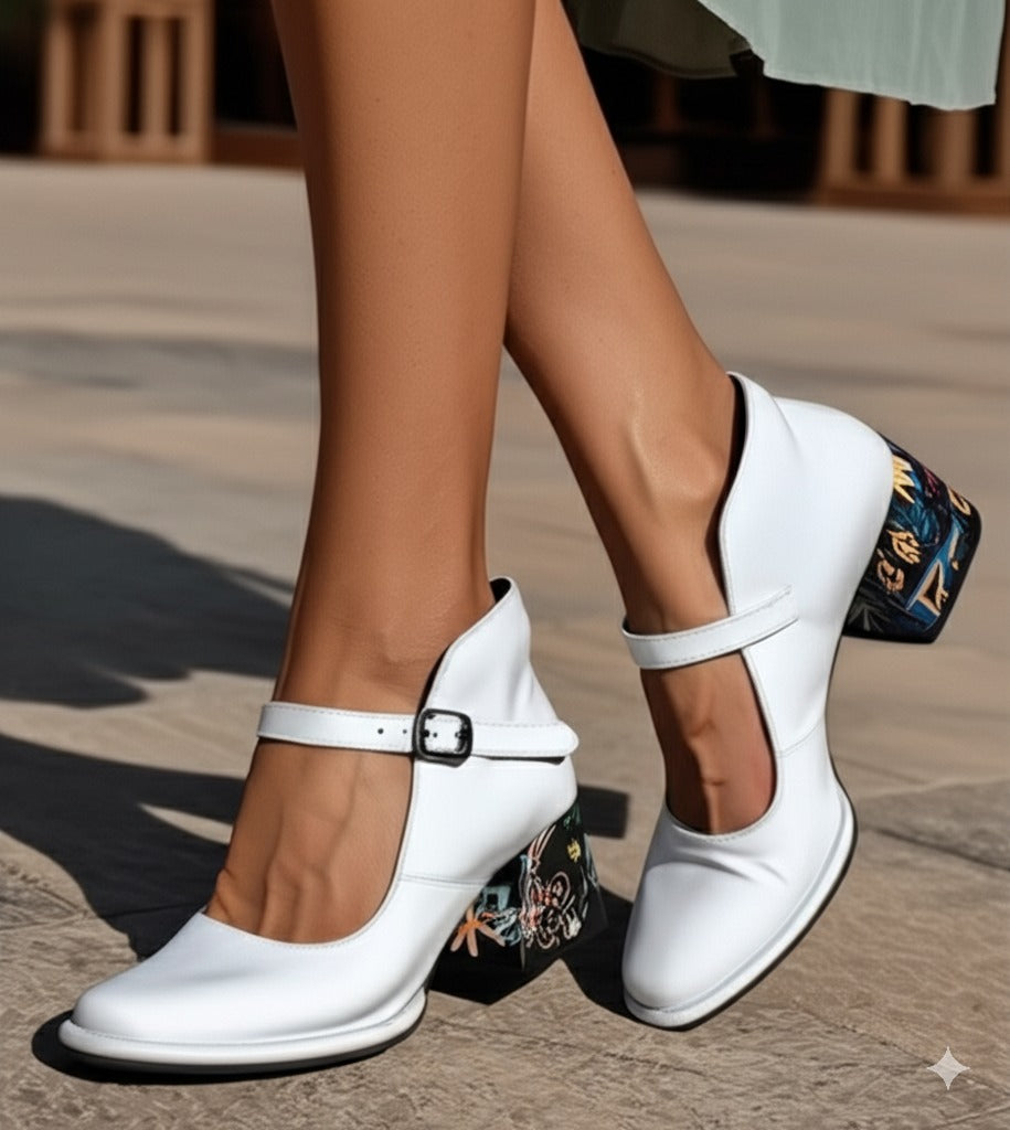 Strap Block Heel Pumps