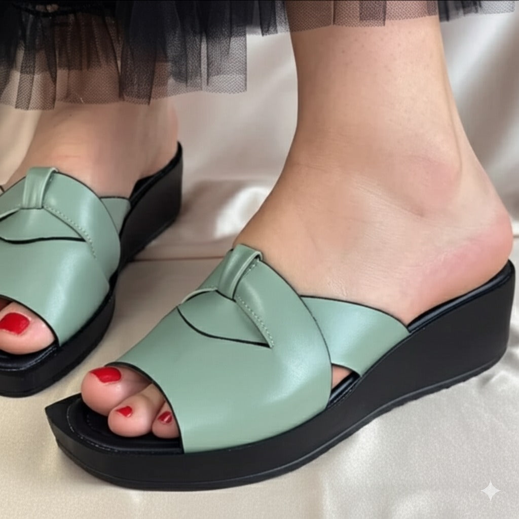 Cross - Strap Wedge Mules