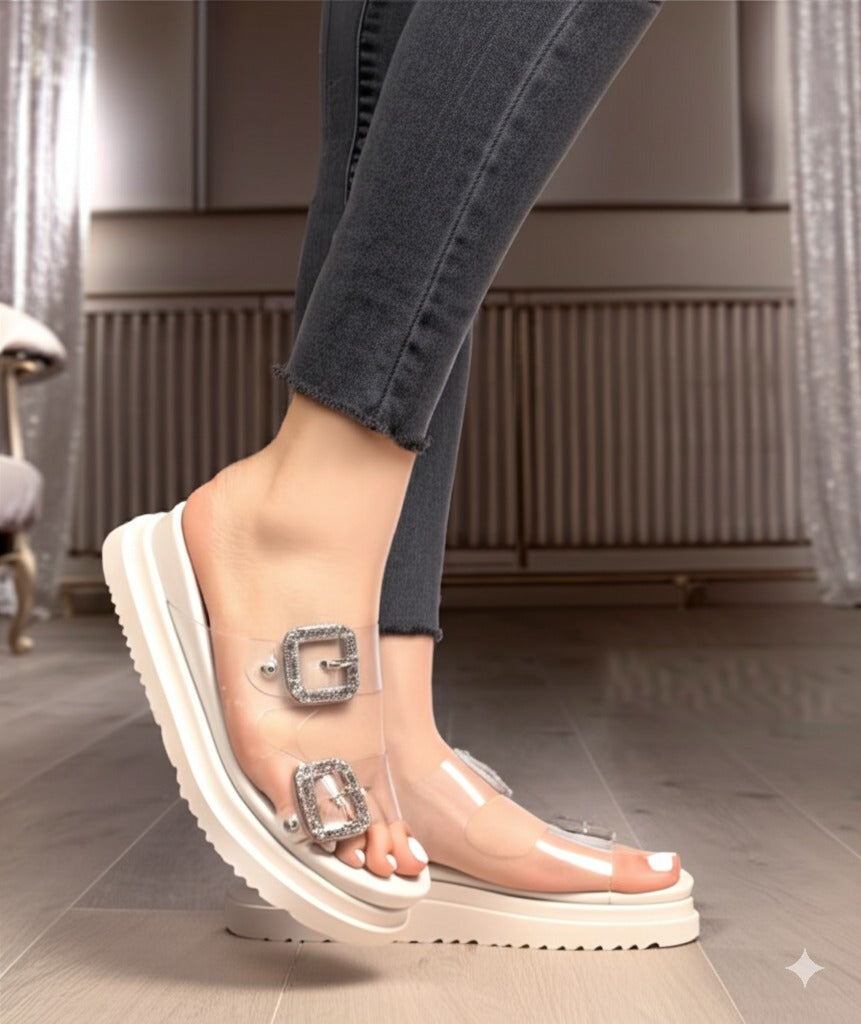 Clear Strap Platform Slides