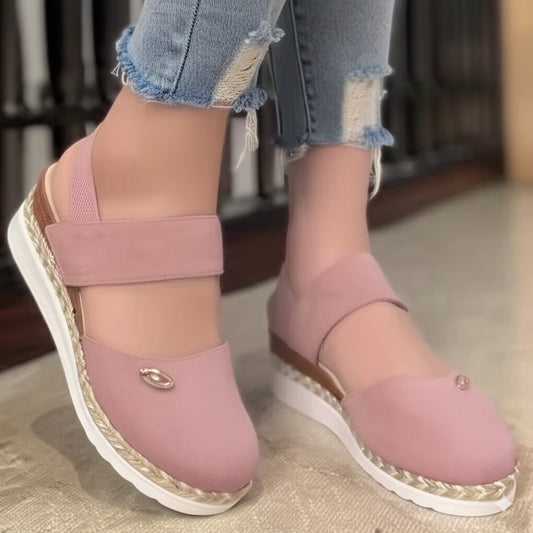 Pink Suede Wedge Sandals