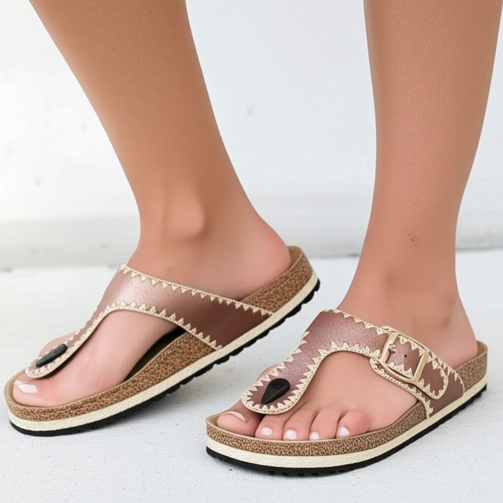 Buckle Embellished Rope Sole Sandals
