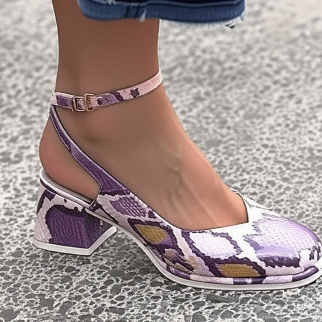 Ankle Strap Block Heel Pumps