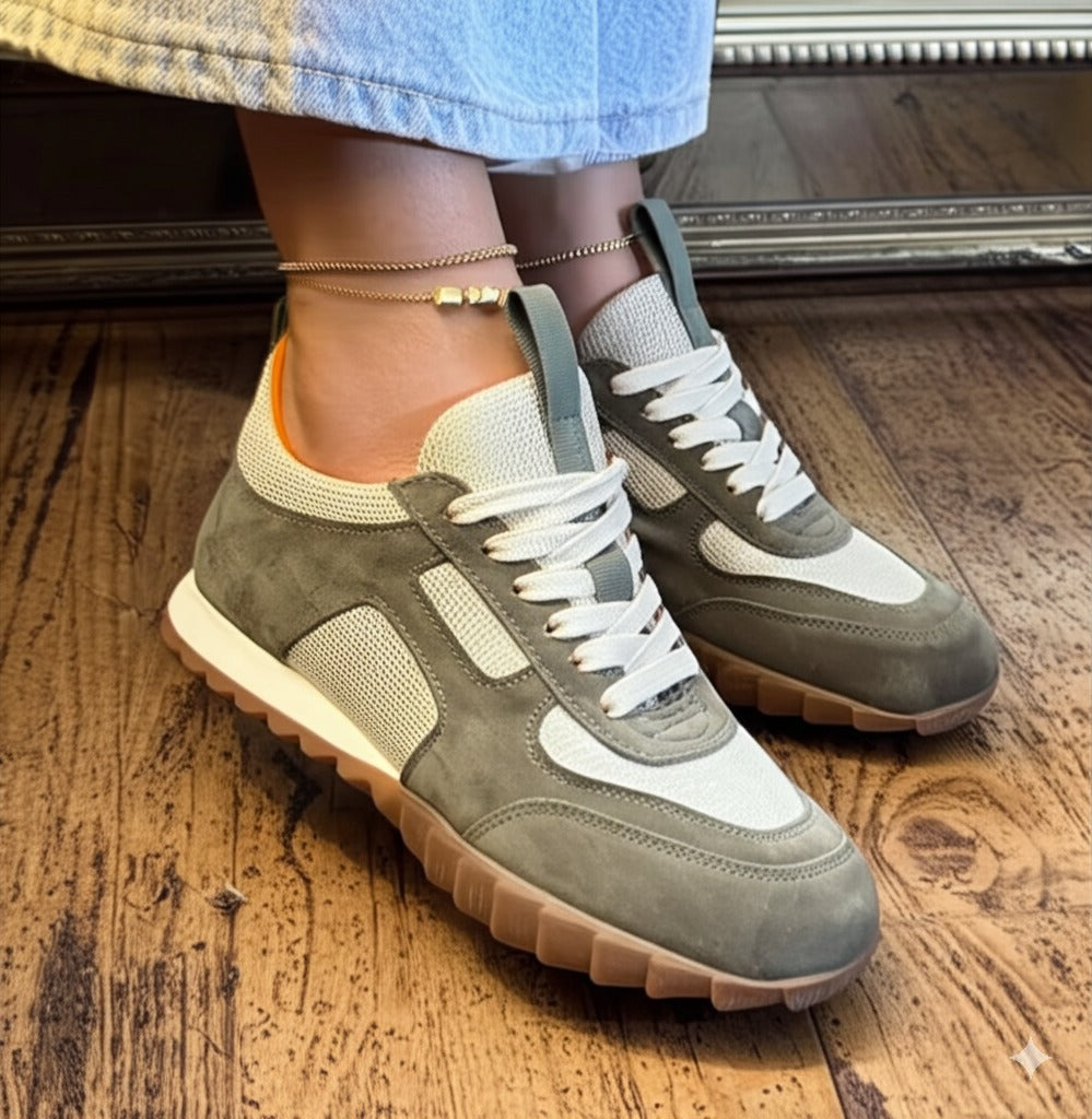 Mesh And Suede Retro - Style Sneakers
