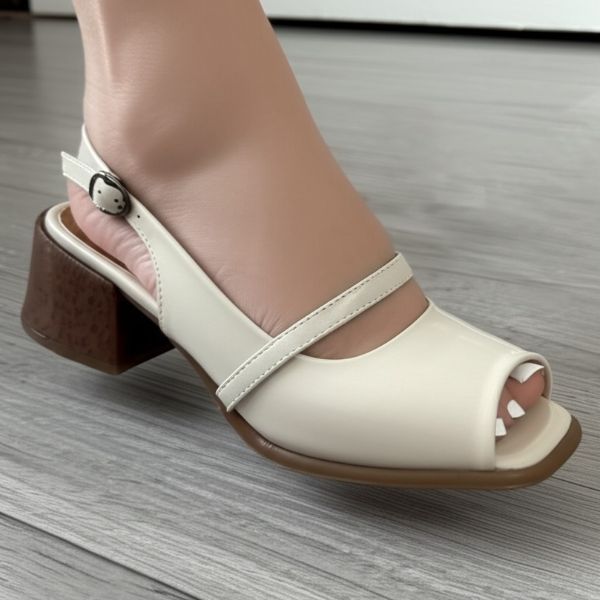 Double Strap Peep Toe Block Heel Sandals