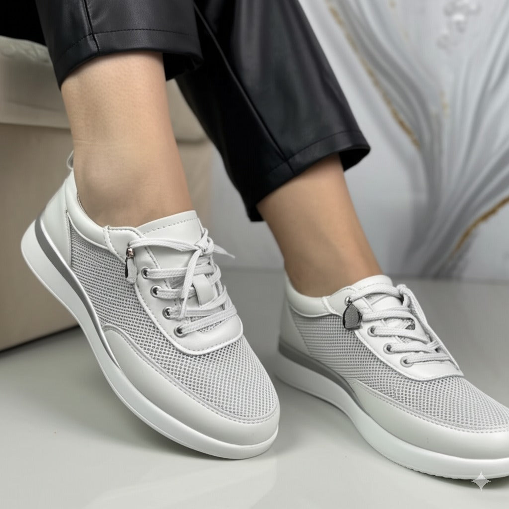 Mesh Panel Lace - Up Sneakers