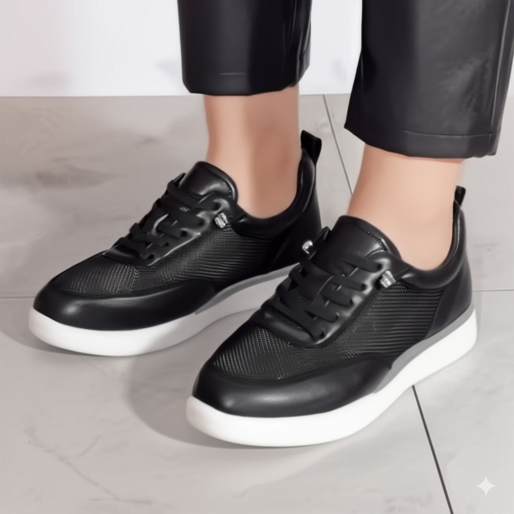 Mesh Panel Lace - Up Sneakers