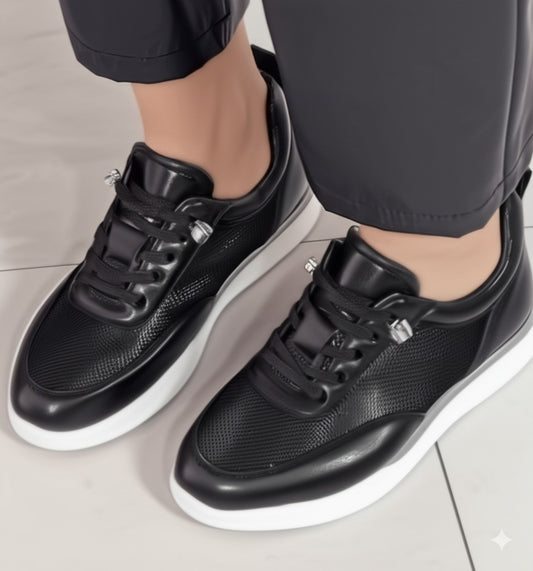 Mesh Panel Lace - Up Sneakers