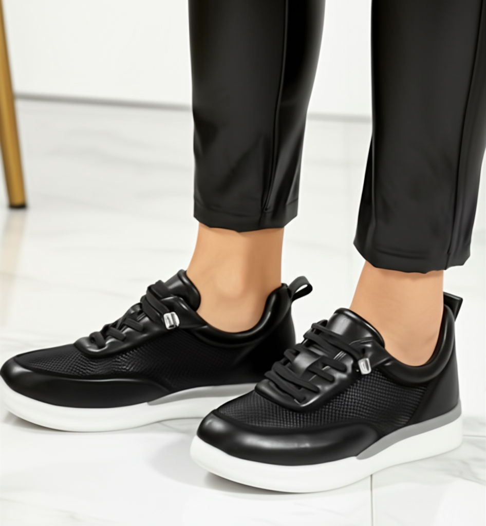 Mesh Panel Lace - Up Sneakers