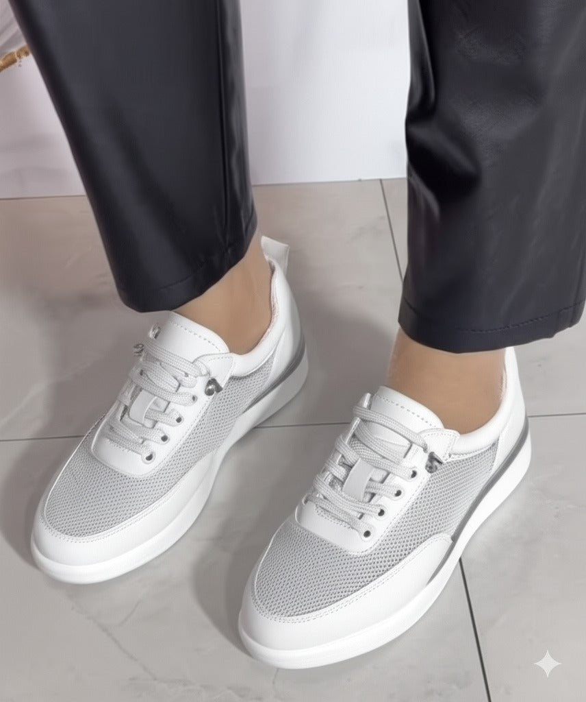 Mesh Panel Lace - Up Sneakers