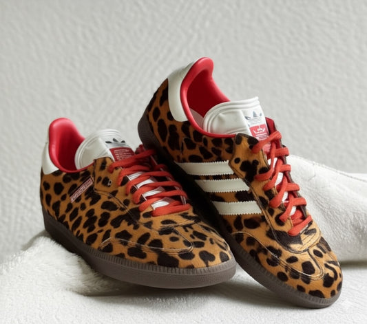 Leopard Print Sneakers With Stripes