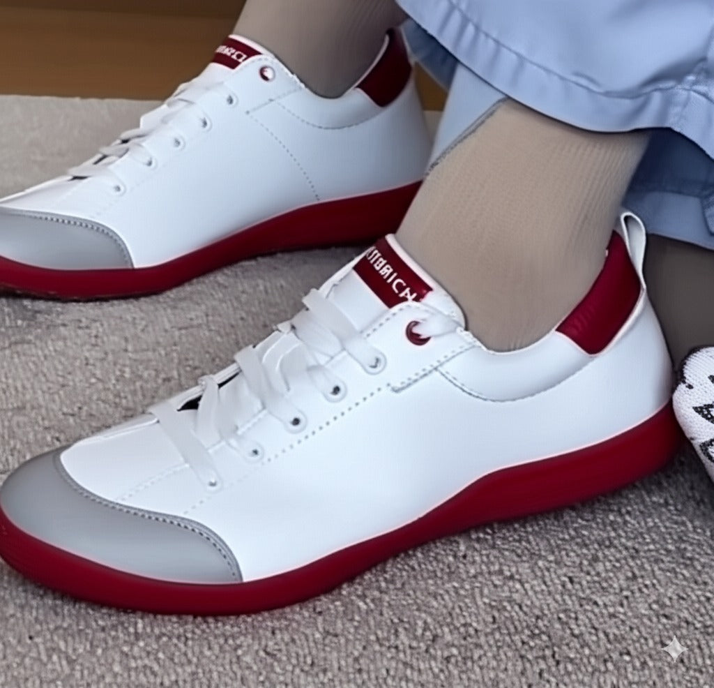 White And Red Low - Top Sneakers