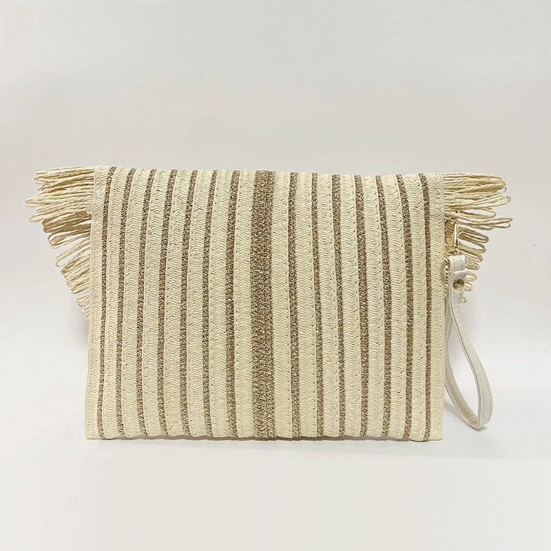 Elegant Handcrafted Fringe Clutch