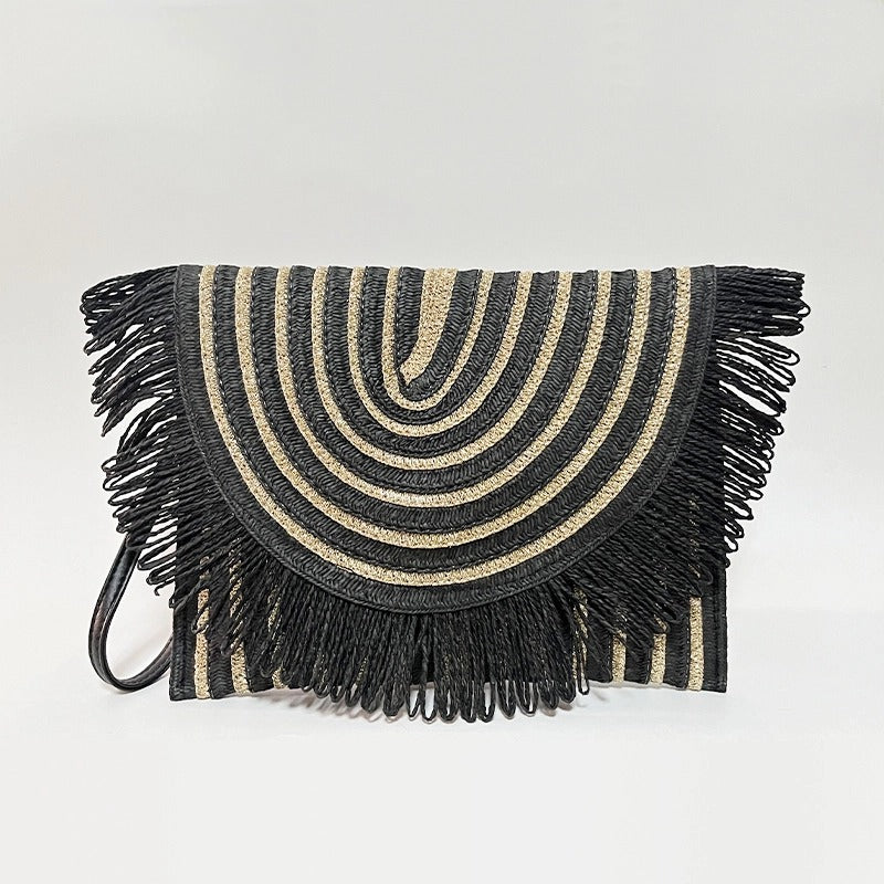 Elegant Handcrafted Fringe Clutch