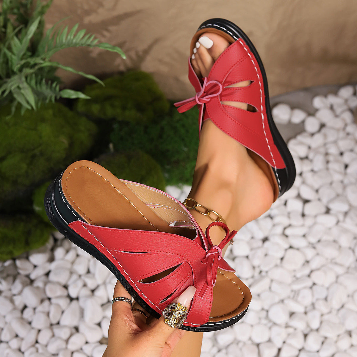 Chic White Lace - Up Leather Sandals