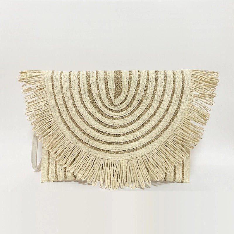 Elegant Handcrafted Fringe Clutch