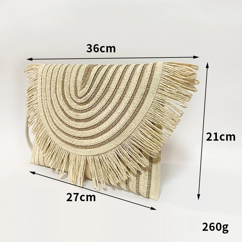Elegant Handcrafted Fringe Clutch