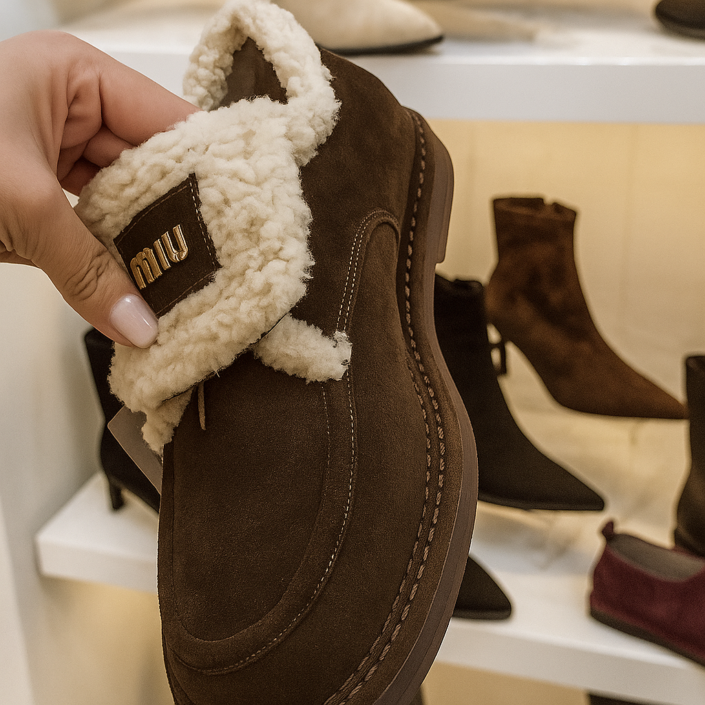 Fuzzy Trim Slip On Loafers
