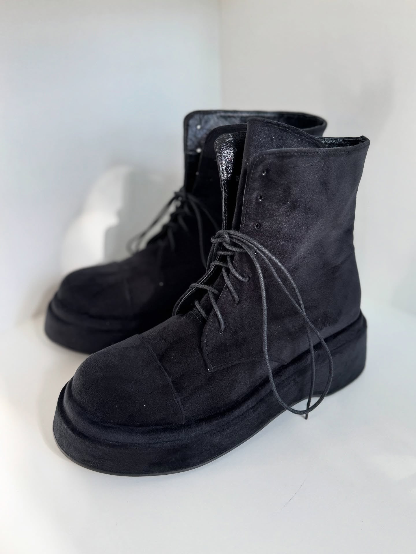 Satin Bow Lace Up Platform Ankle Boots