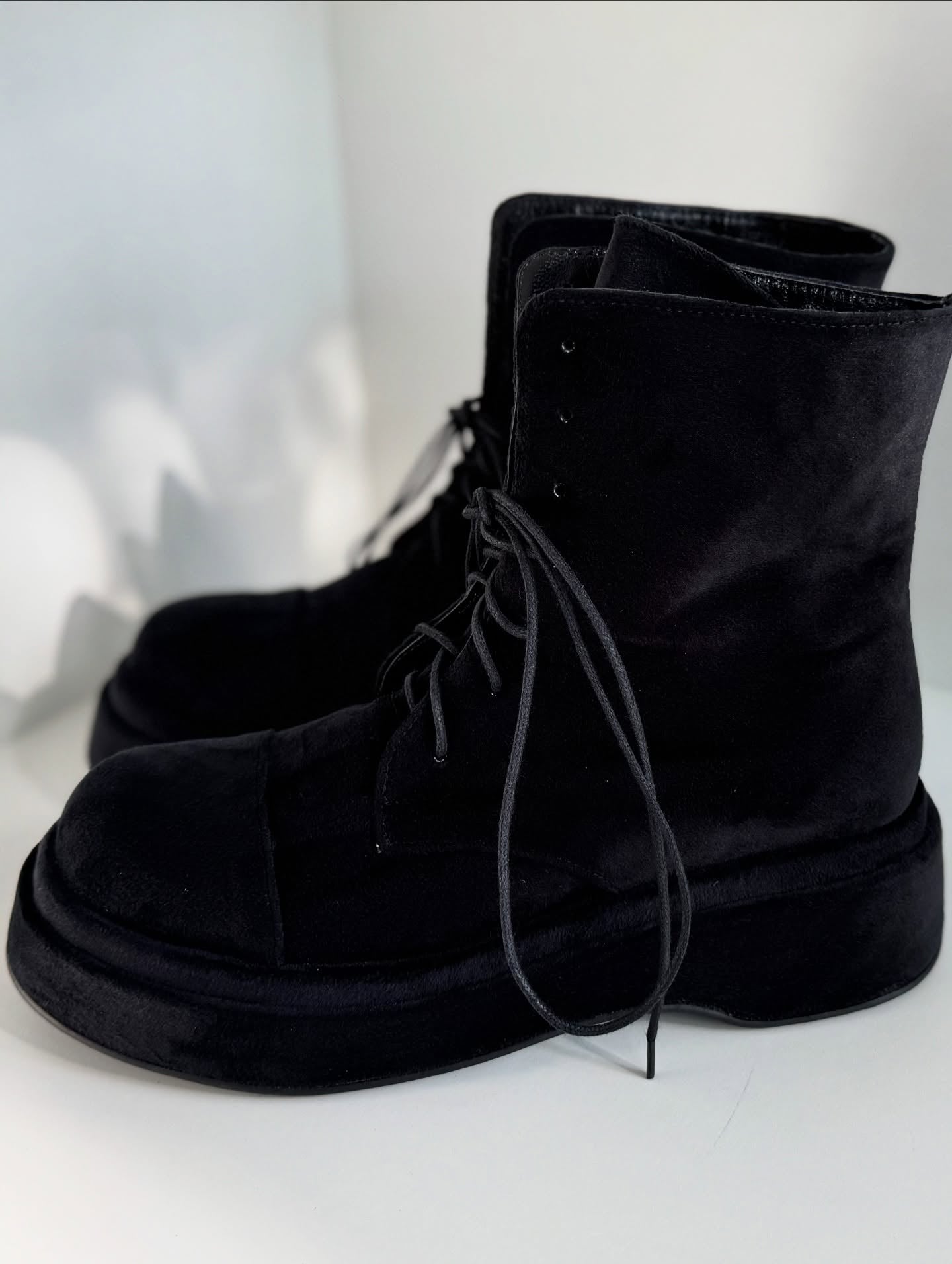 Satin Bow Lace Up Platform Ankle Boots