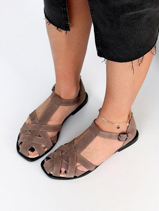 Strappy Flat Sandals with Ankle Strap
