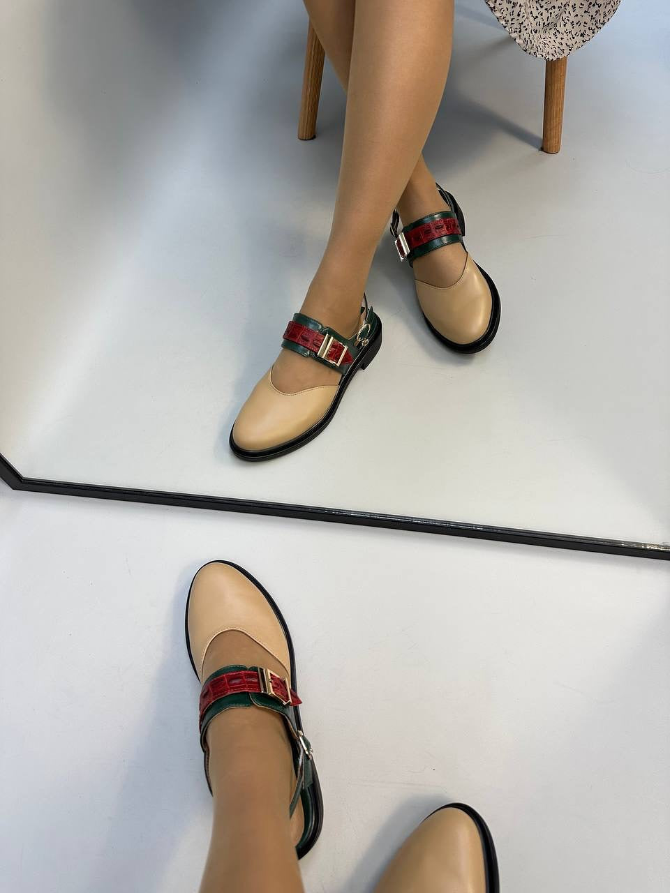 Buckle Strap Slingback Flats