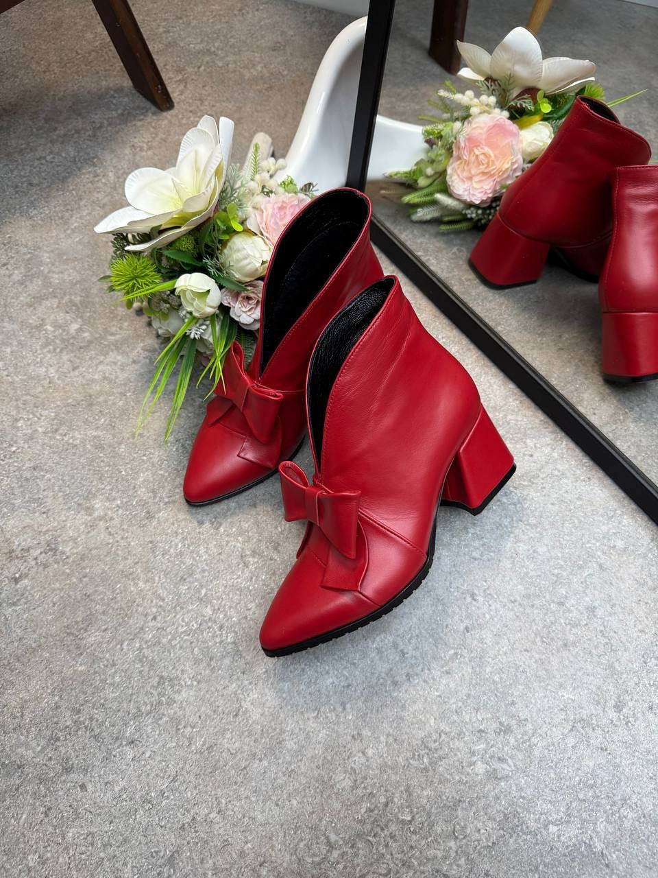 Bow Accent Block Heel Ankle Boots