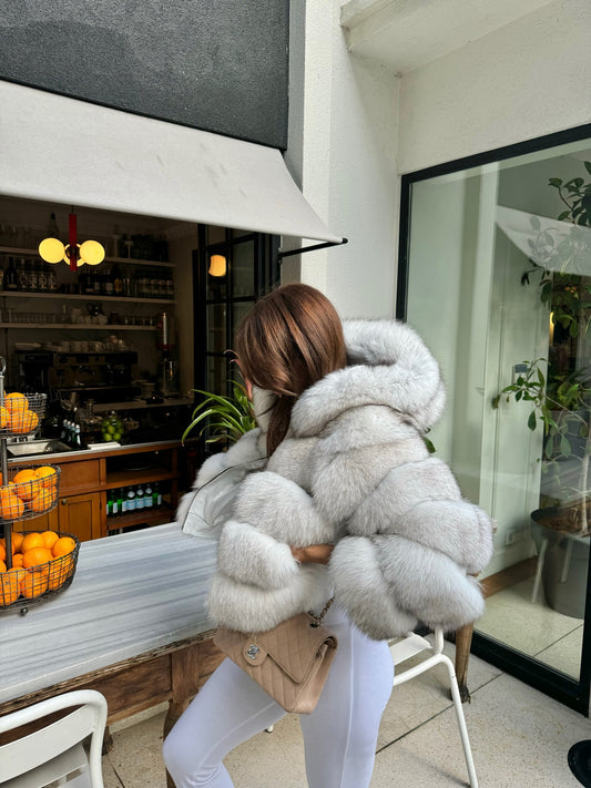 White Faux Fur Hooded Jacket