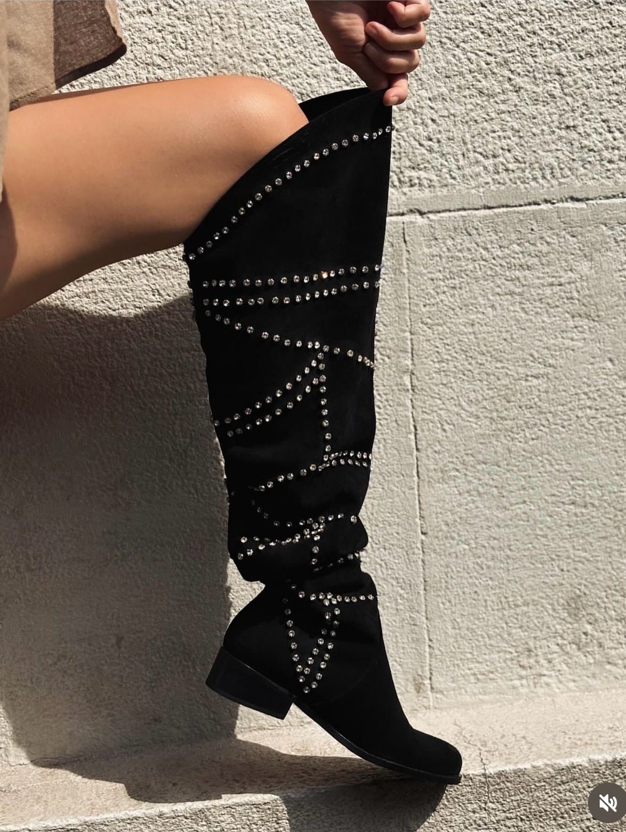 Rhinestone Accent Slouchy Over The Knee Boots