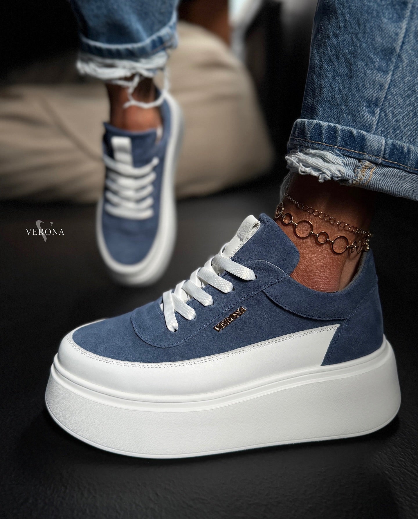 Contrast Panel Platform Sneakers