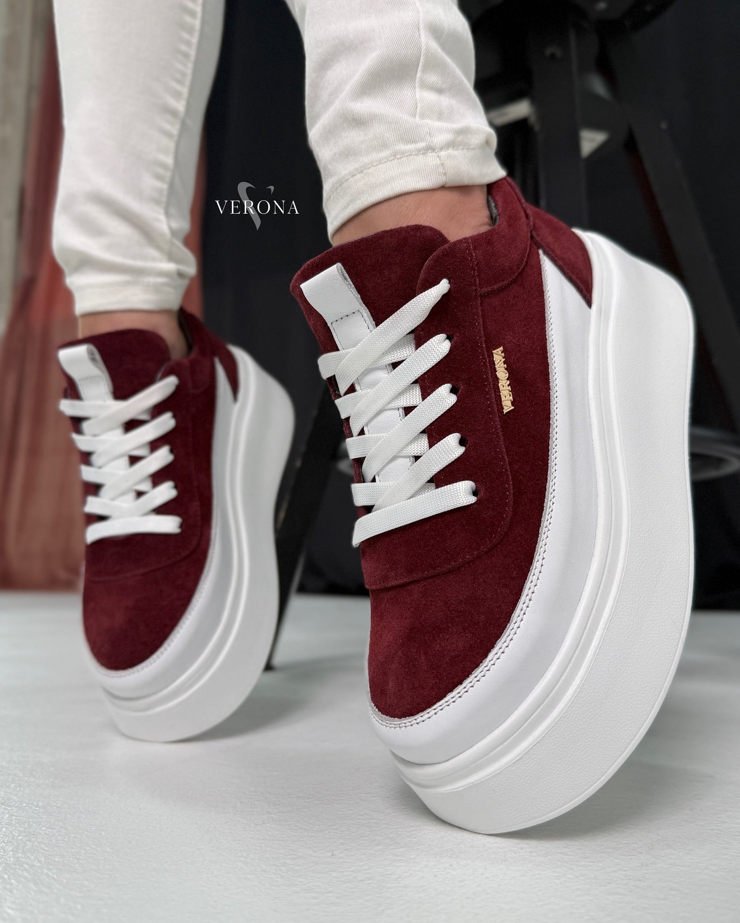 Contrast Panel Platform Sneakers