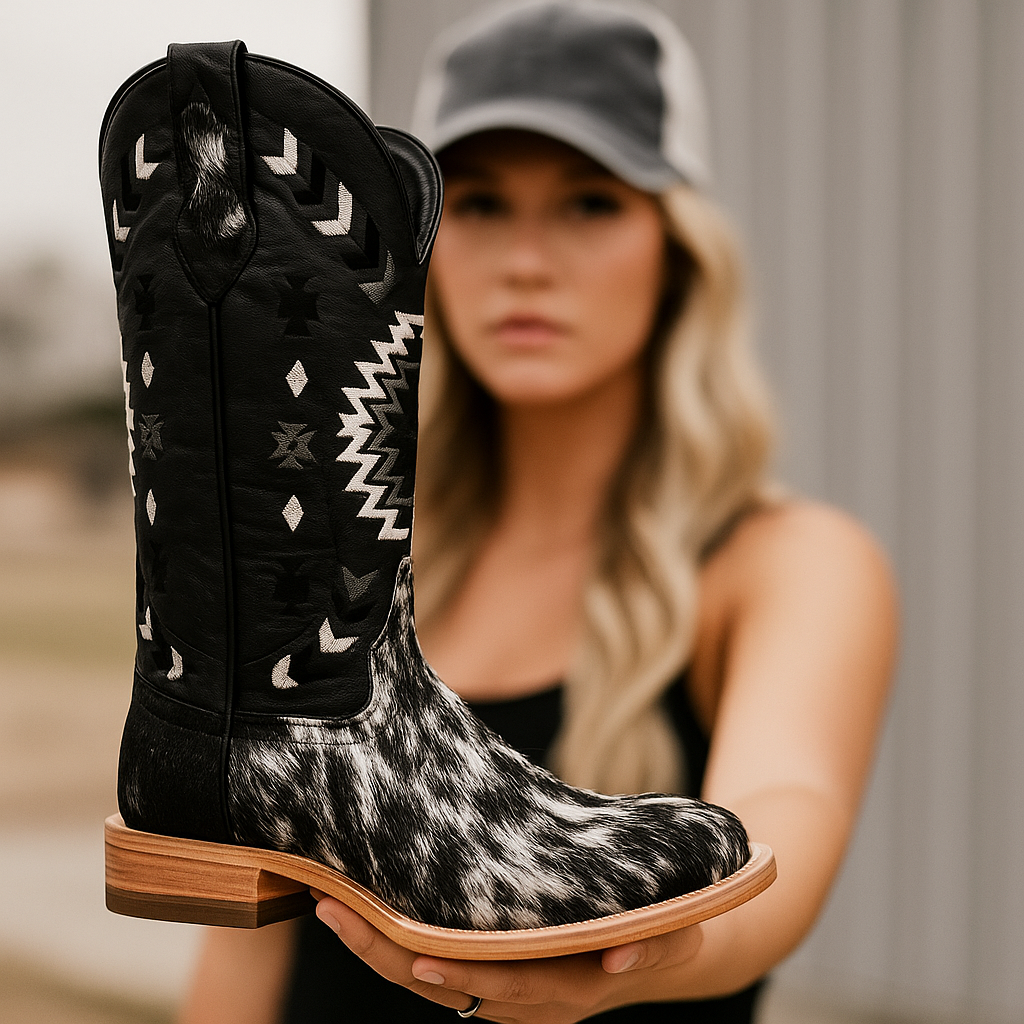 Patterned Leather Cowboy Boots