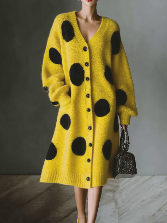 Polo Point Button V-Neck Dress