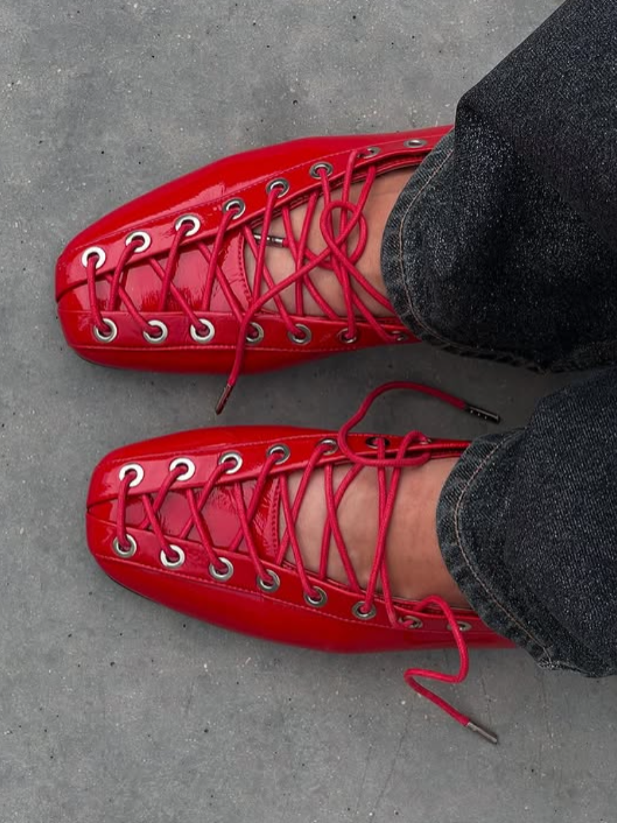 Lace-Up Ballet Flats