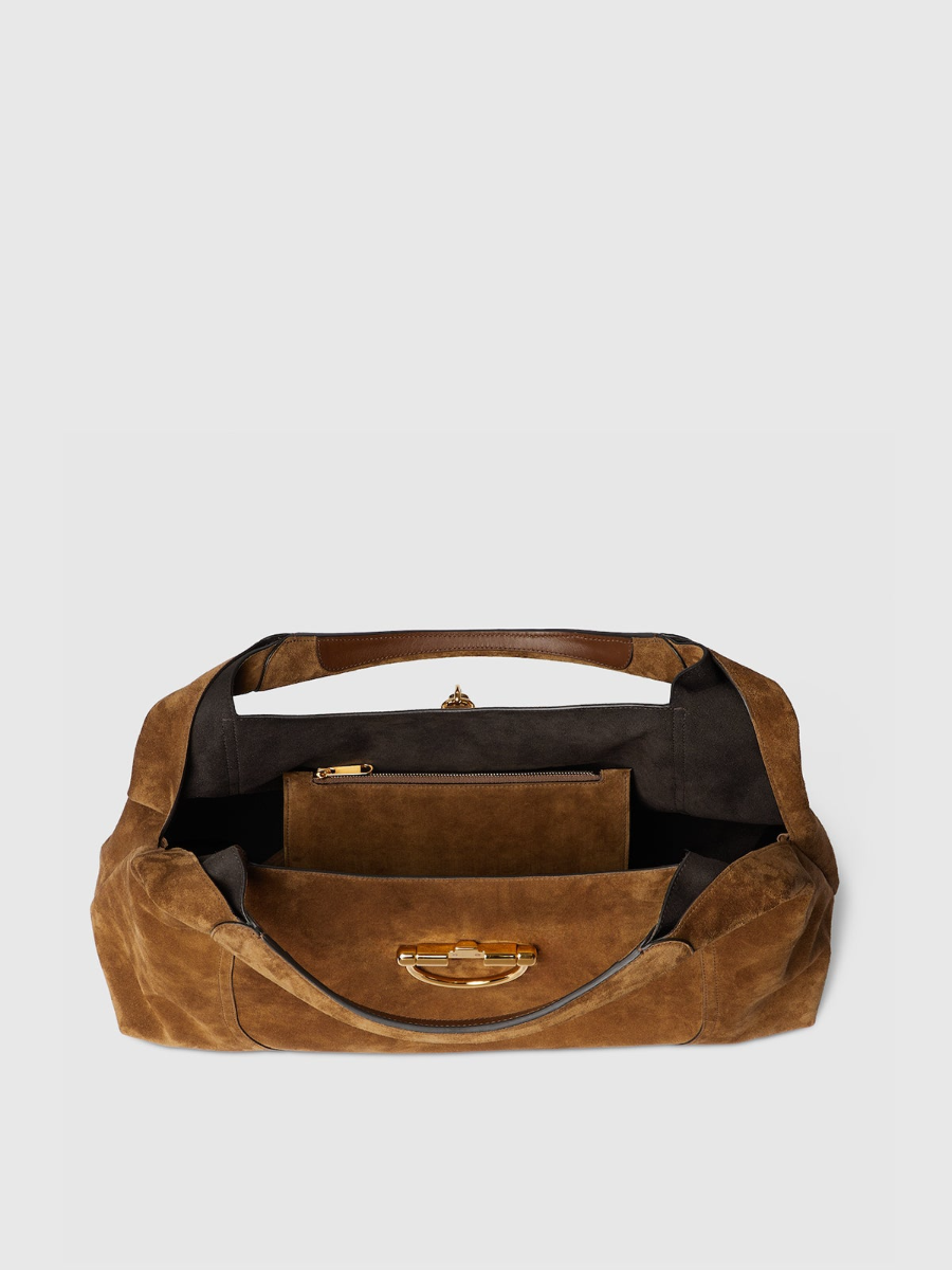 Suede Gold-tone Shoulder Bag