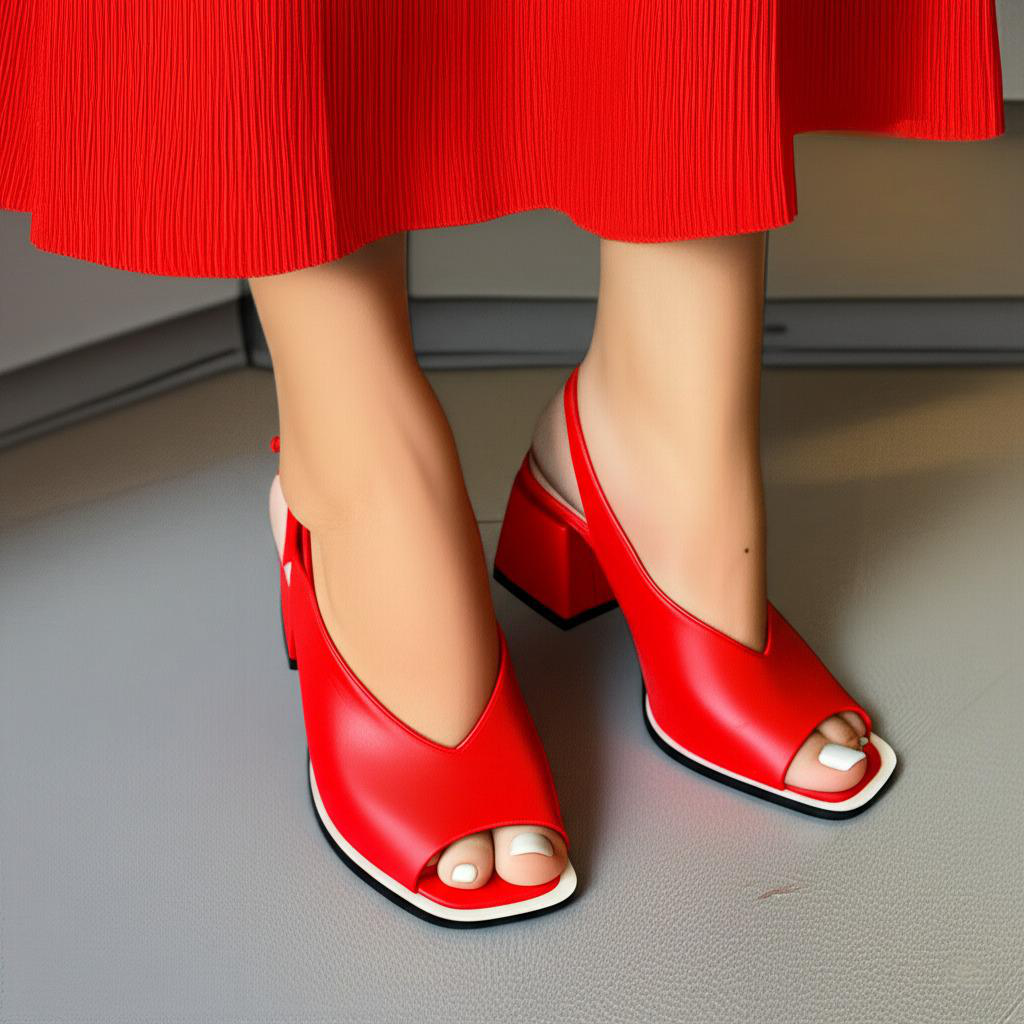 Thick Heel Fish-toe Sandals Pumps