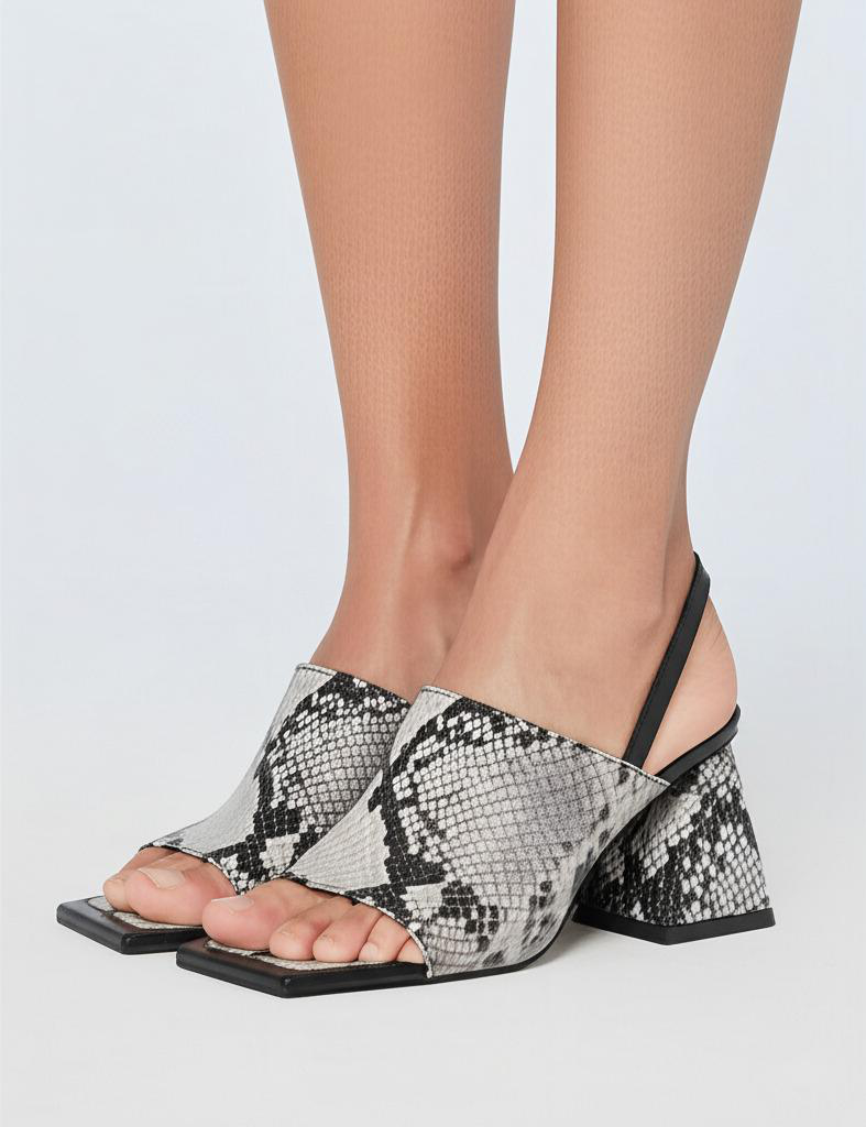 Square-Heeled Snake Sandals