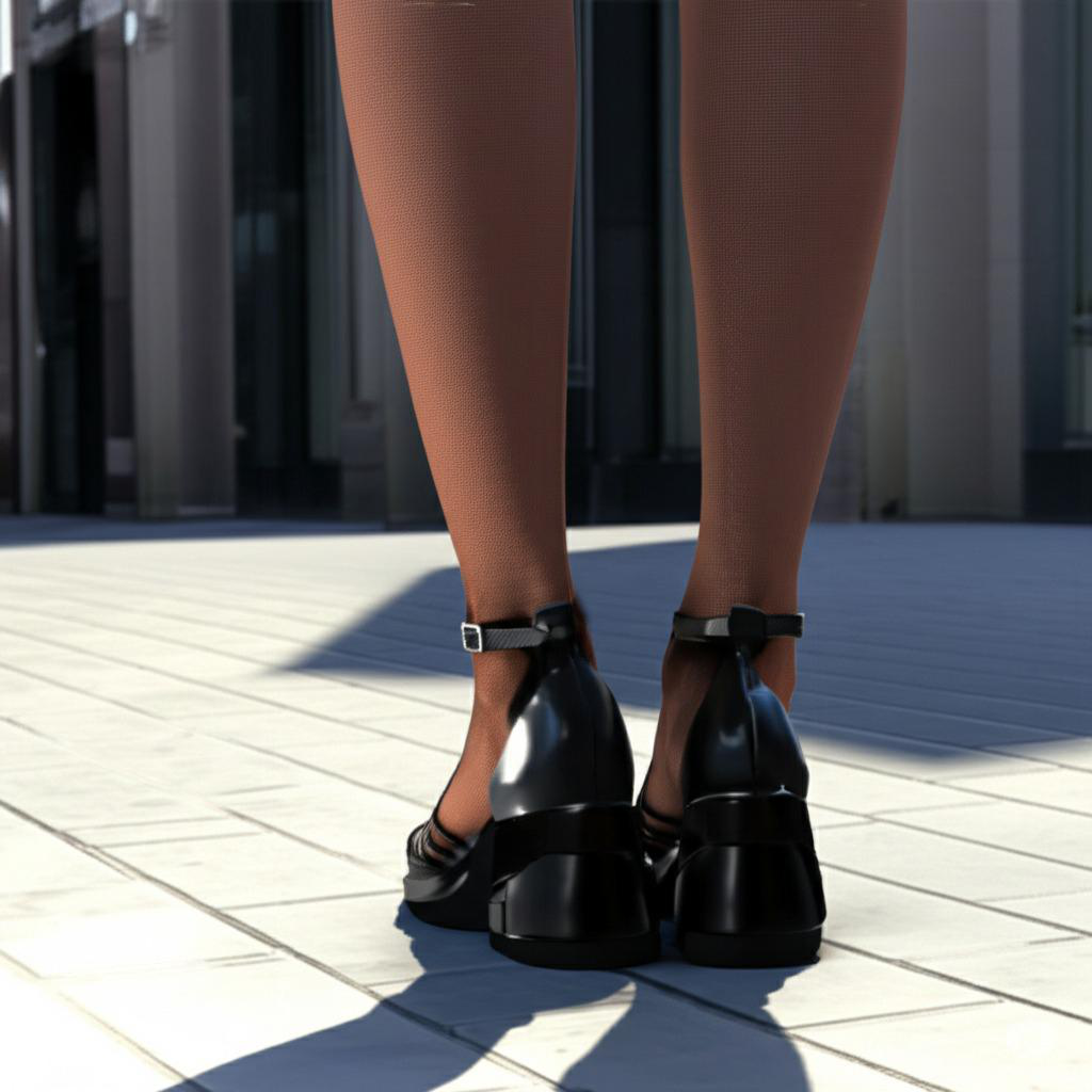 T Strap Block Heel Sandals