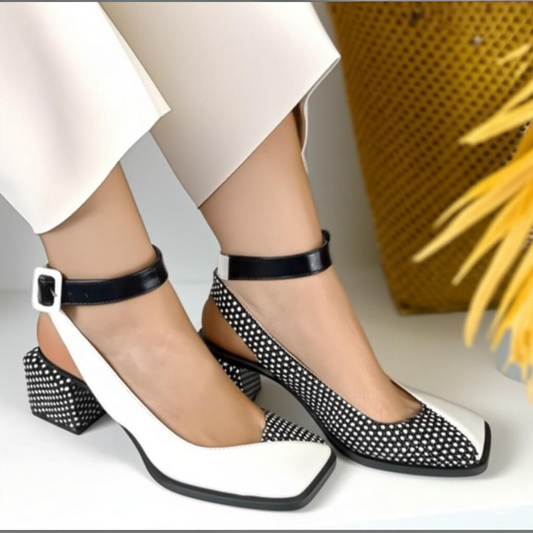 Ankle Strap Block Heel Pumps