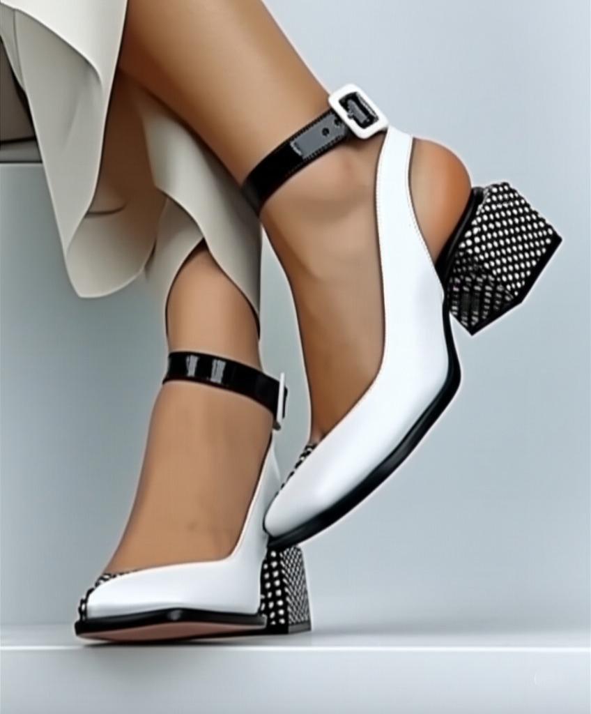 Ankle Strap Block Heel Pumps