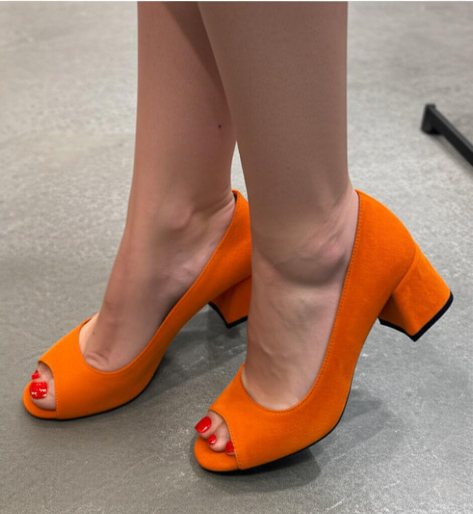 Peep Toe Block Heel Pumps
