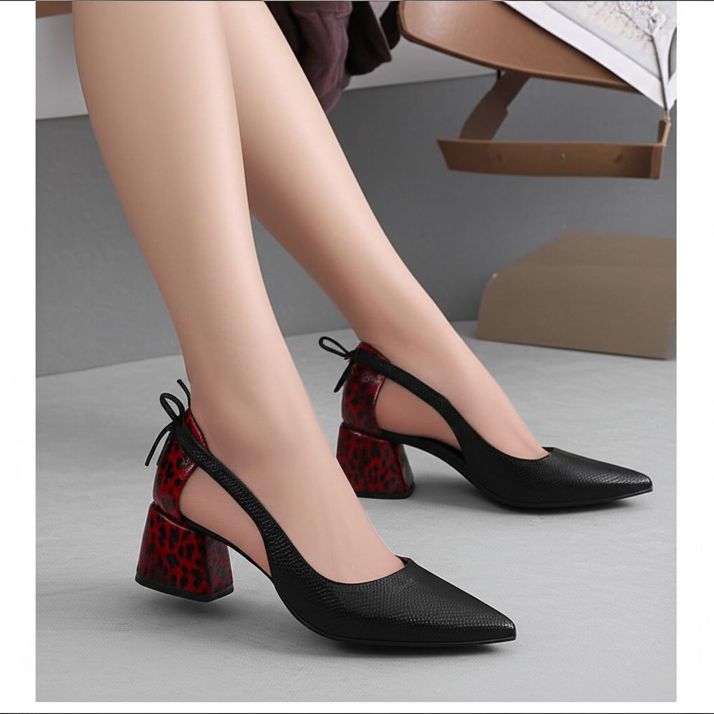 Block Heel Pointed Pumps