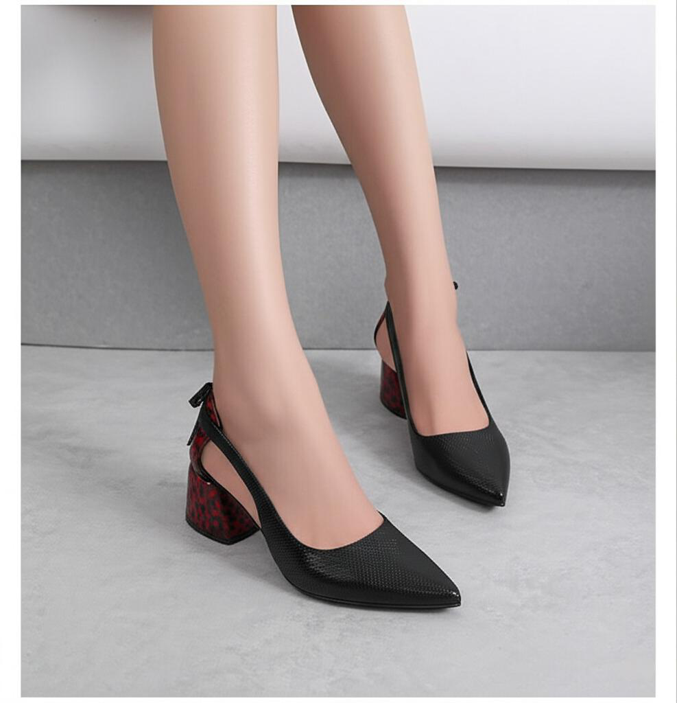 Block Heel Pointed Pumps