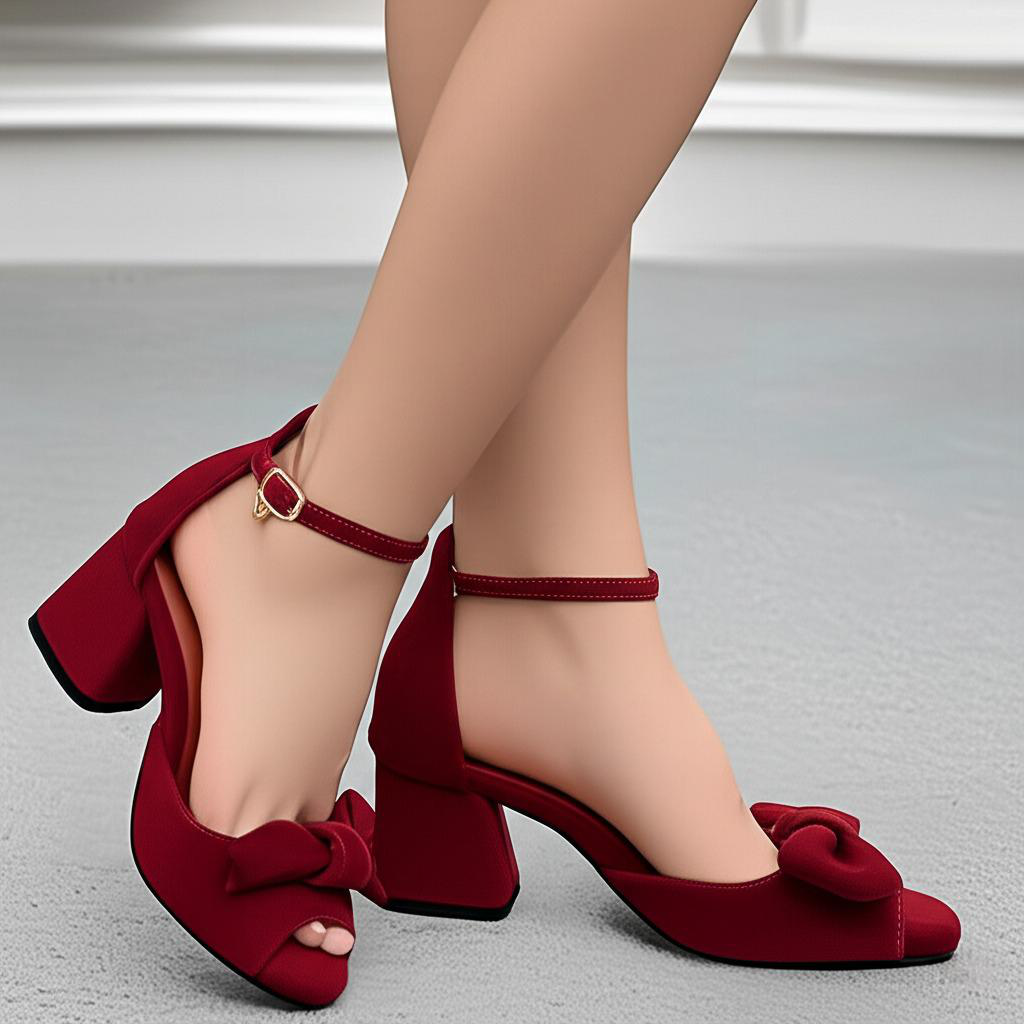 Bow Embellished Block Heel Sandals