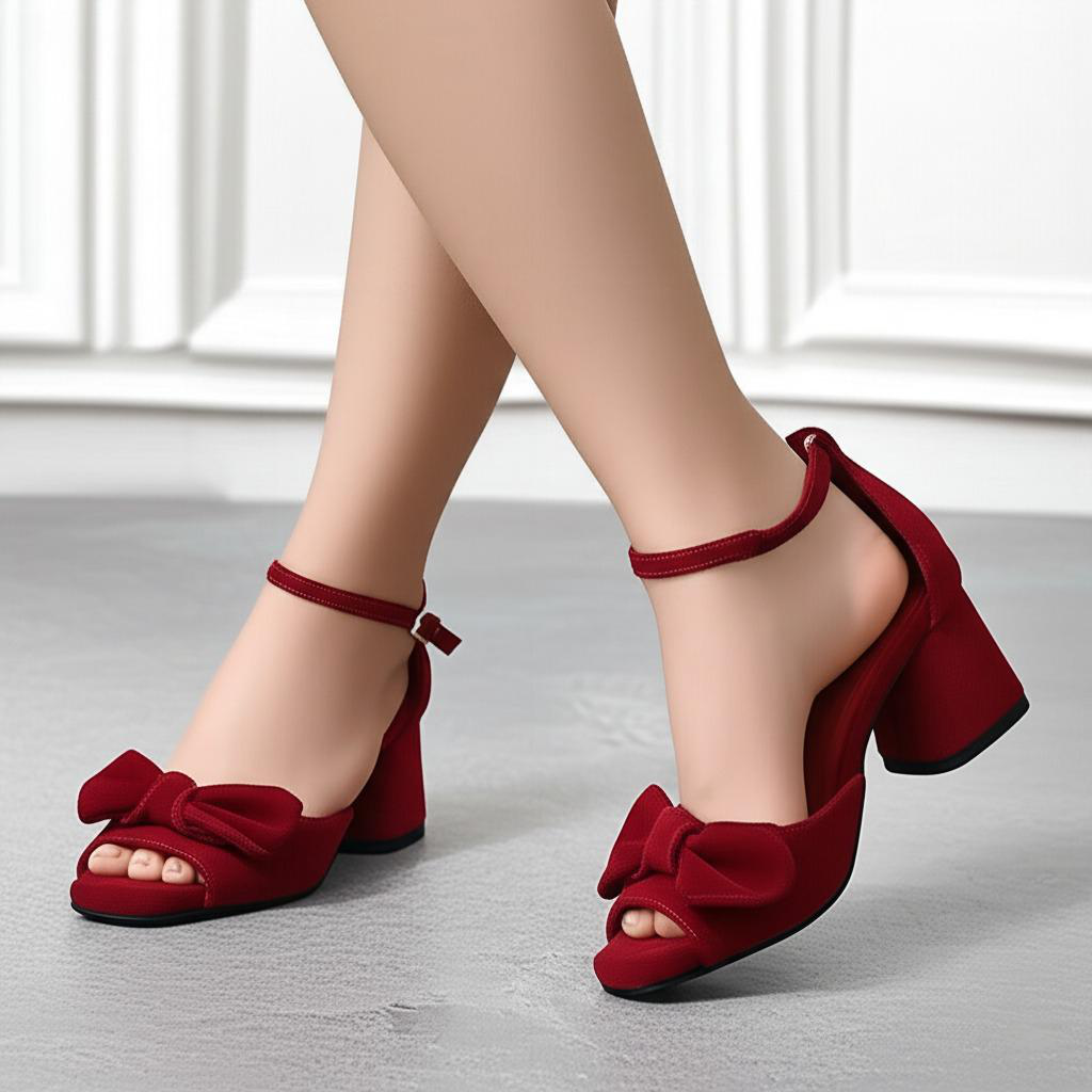 Bow Embellished Block Heel Sandals