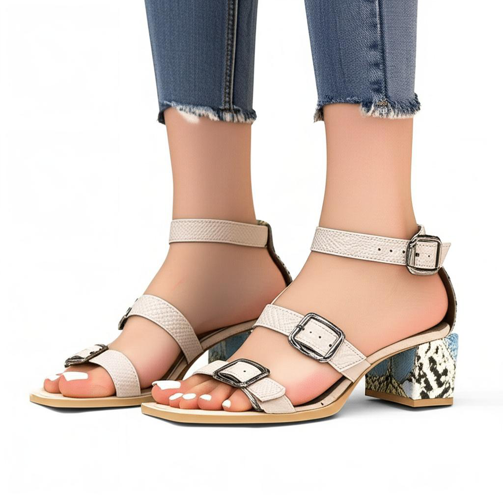 Strappy Block Heel Sandals with Buckles