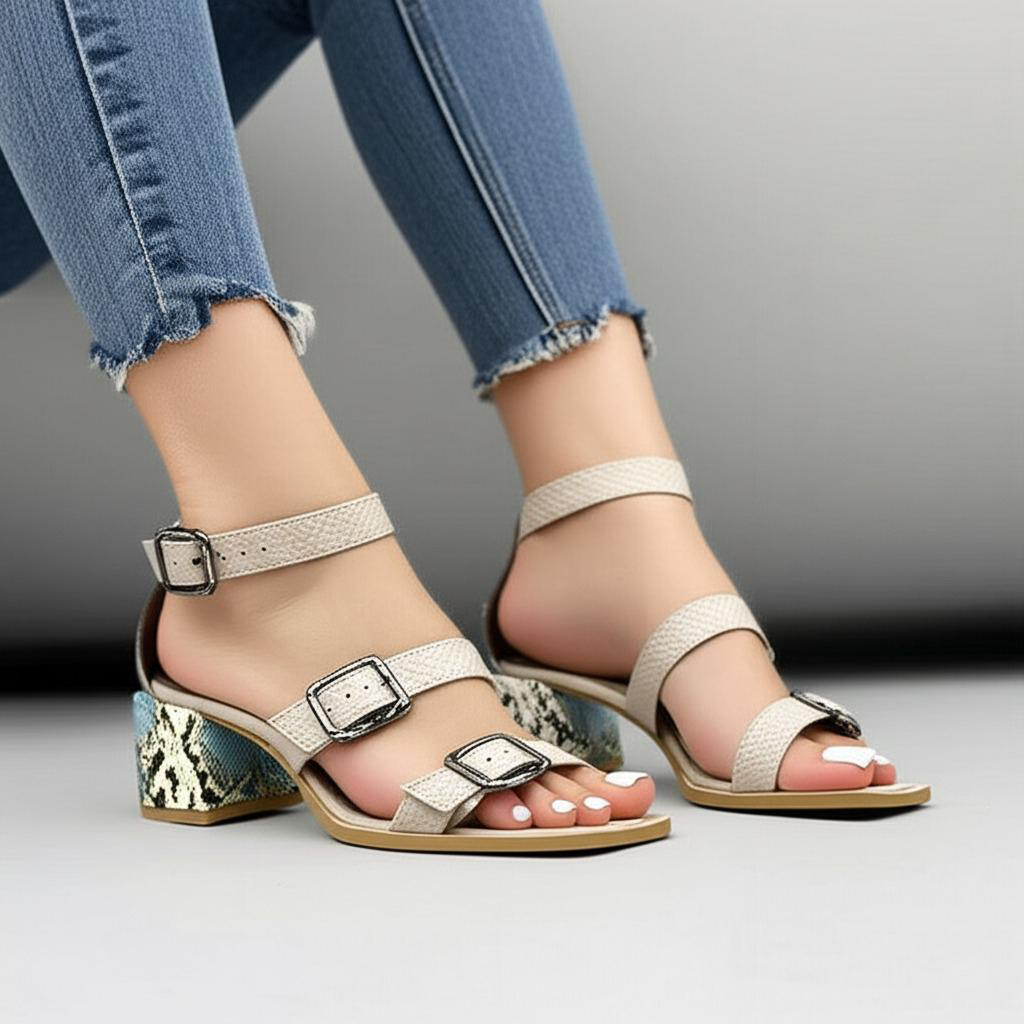 Strappy Block Heel Sandals with Buckles