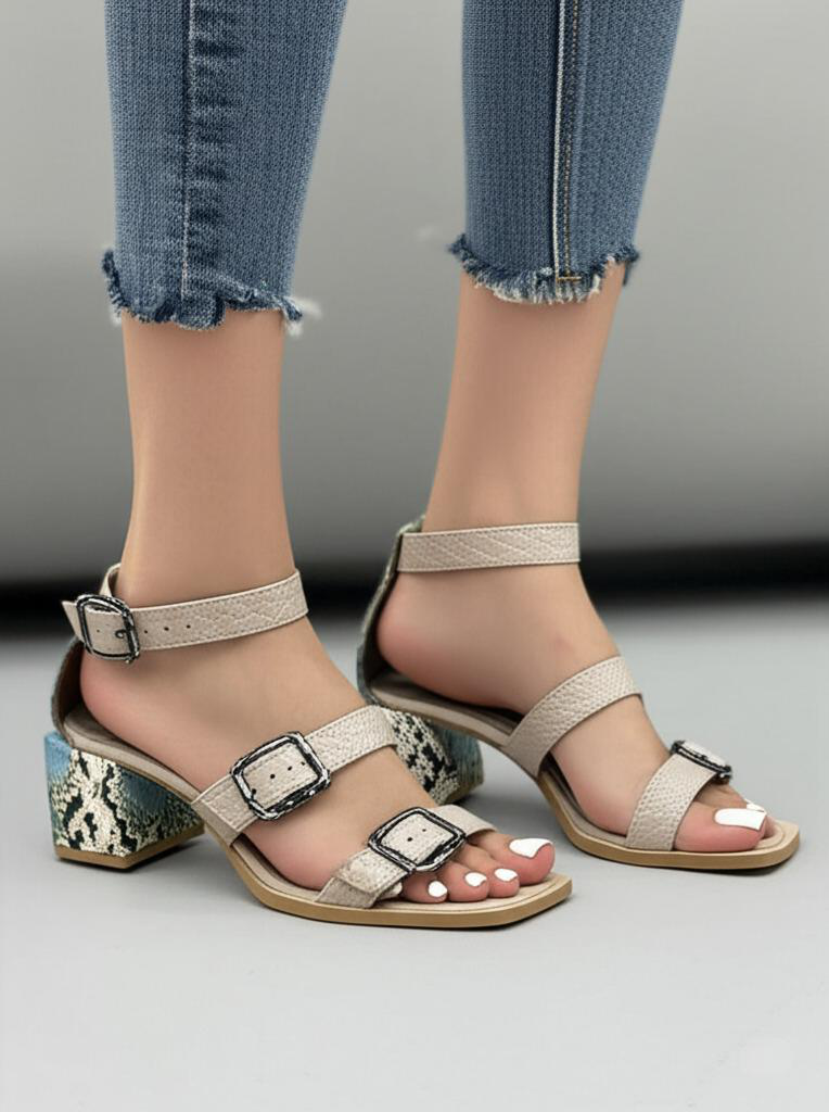 Strappy Block Heel Sandals with Buckles
