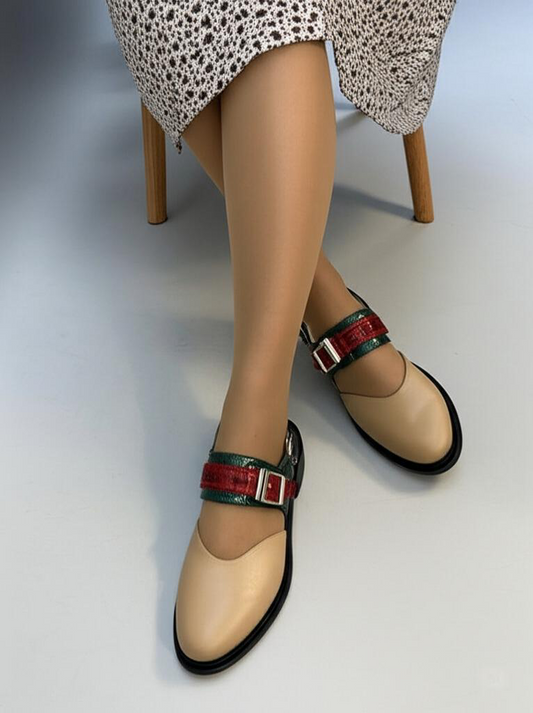 Buckle Strap Slingback Flats