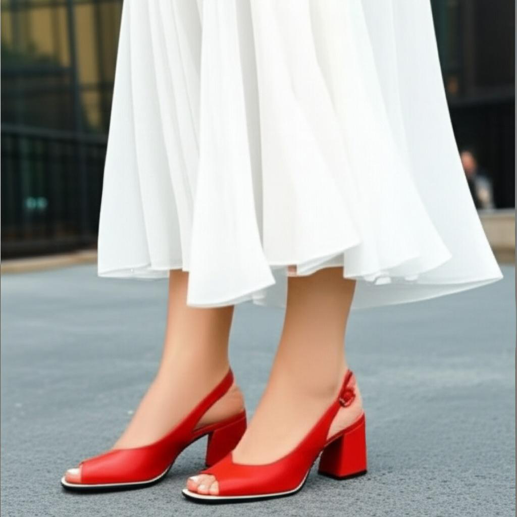 Thick Heel Fish-toe Sandals Pumps
