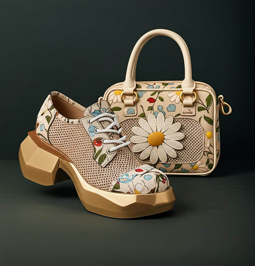 Mesh Cutout Lace-Up Platform Shoes